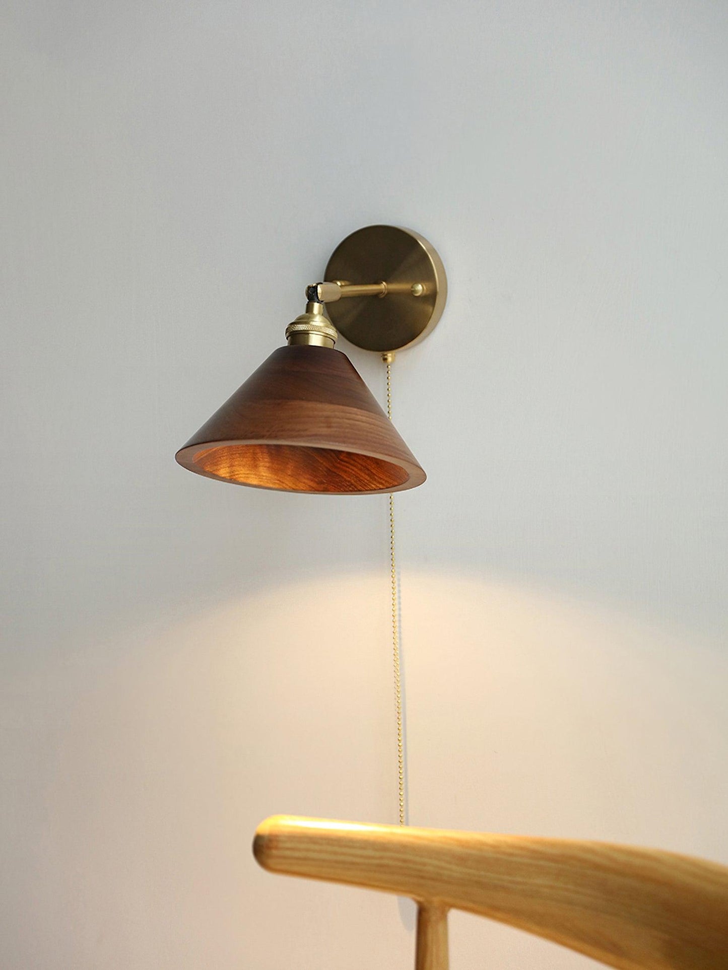 Vintage Dome Wooden Brass Wall Sconce 1-Light