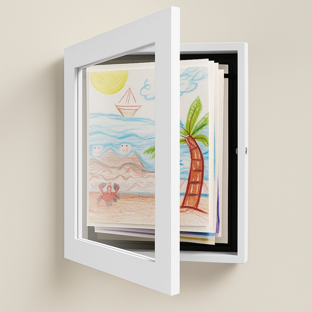 Wall Art Storage Frame Children Drawings Photo Display
