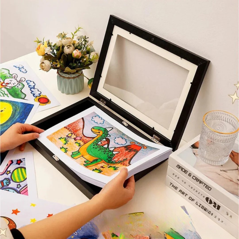Wall Art Storage Frame Children Drawings Photo Display