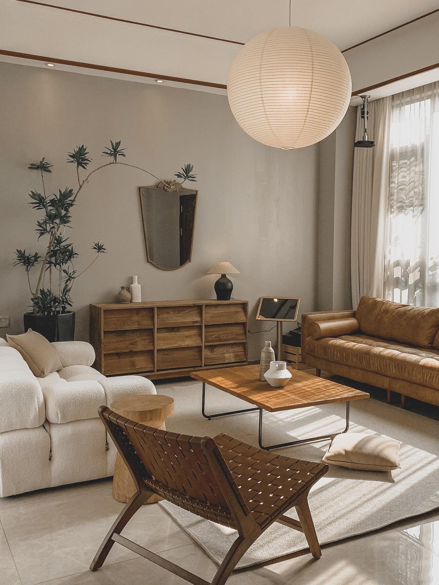 Japanese Washi Paper Globe Pendant Light 1-Light