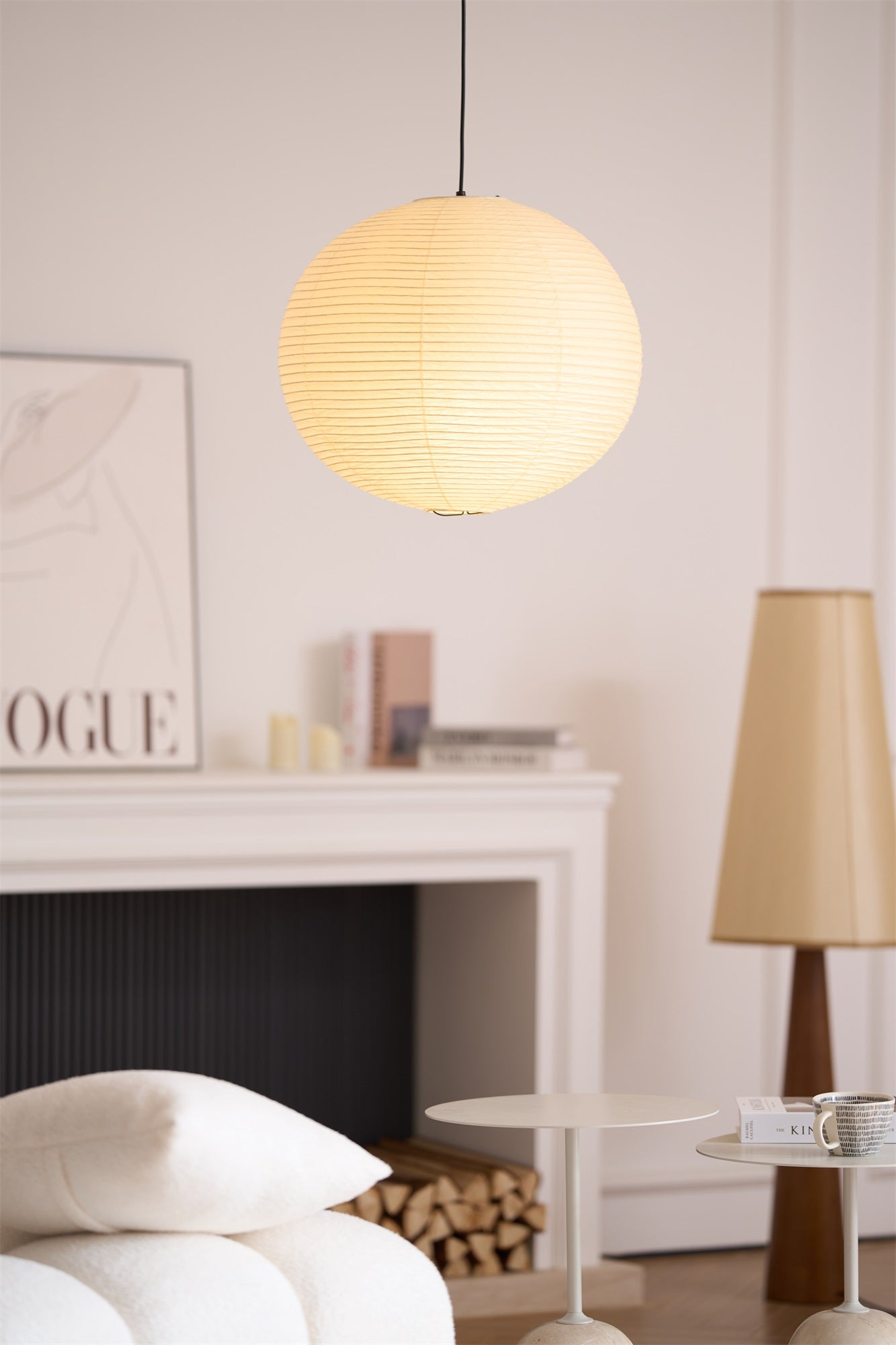 Japanese Washi Paper Globe Pendant Light 1-Light