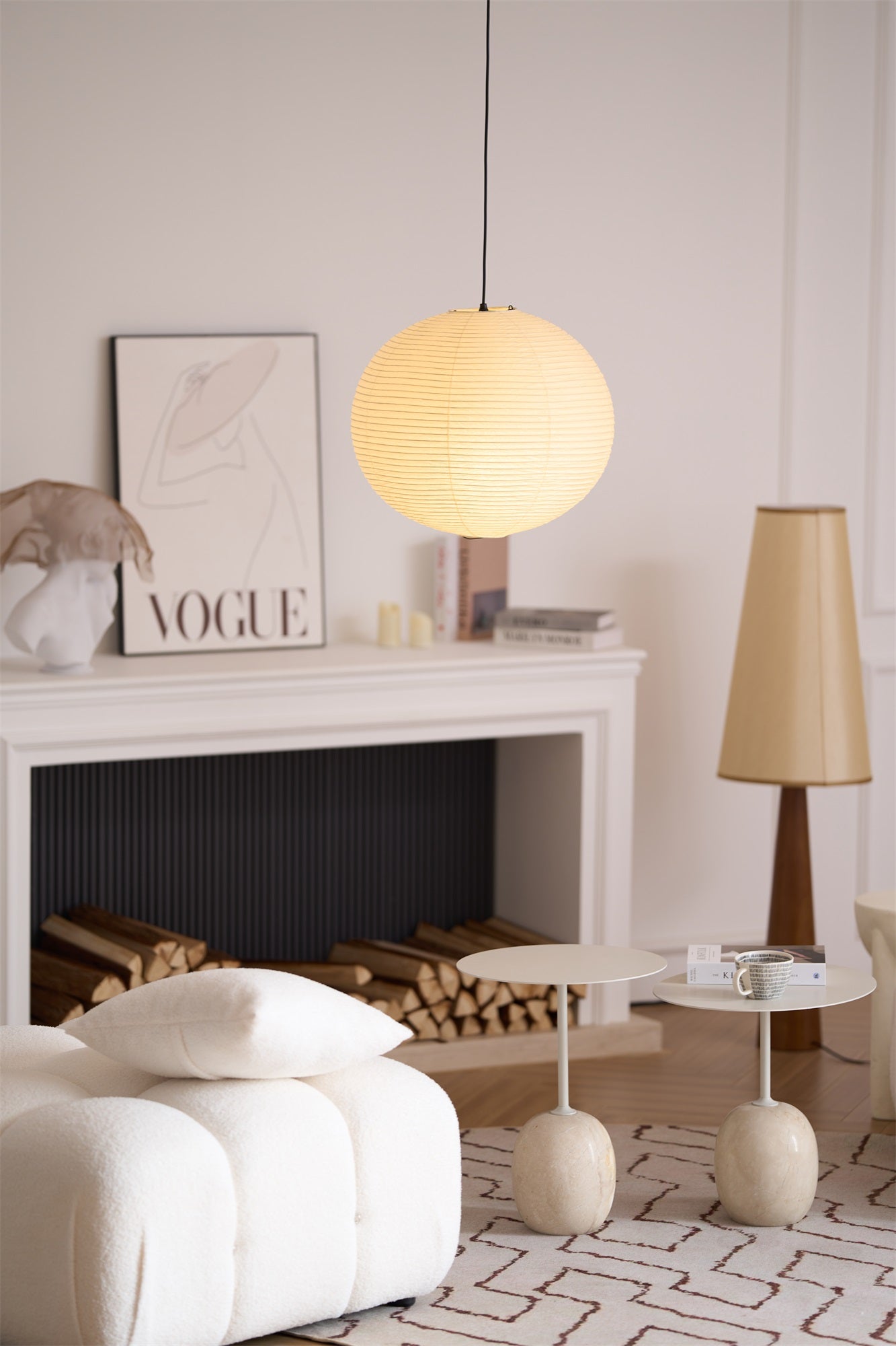 Japanese Washi Paper Globe Pendant Light 1-Light