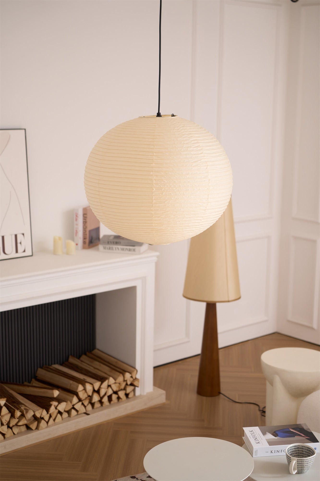 Japanese Washi Paper Globe Pendant Light 1-Light