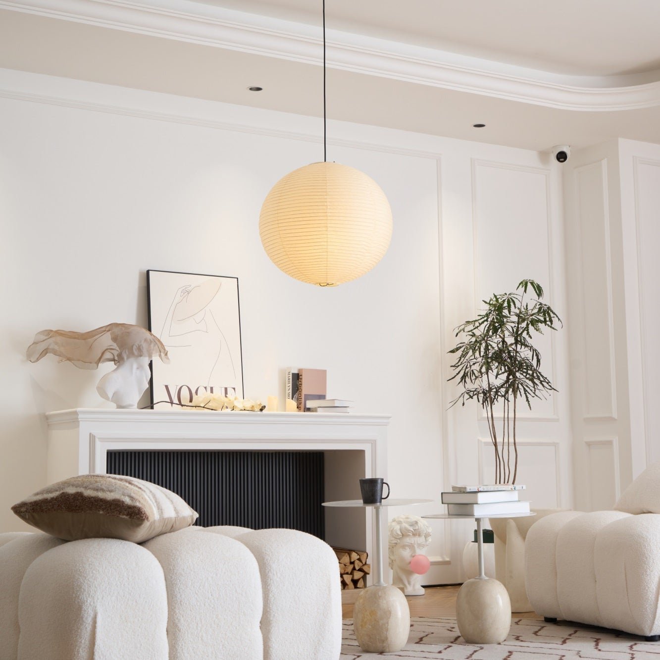 Japanese Washi Paper Globe Pendant Light 1-Light