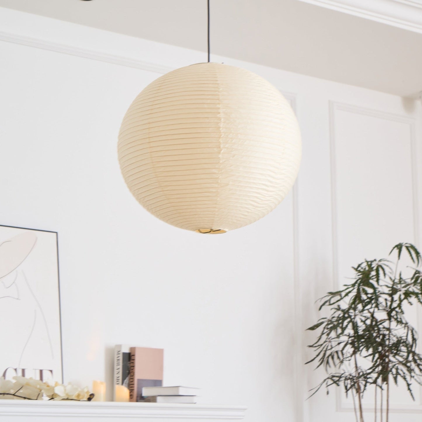 Japanese Washi Paper Globe Pendant Light 1-Light
