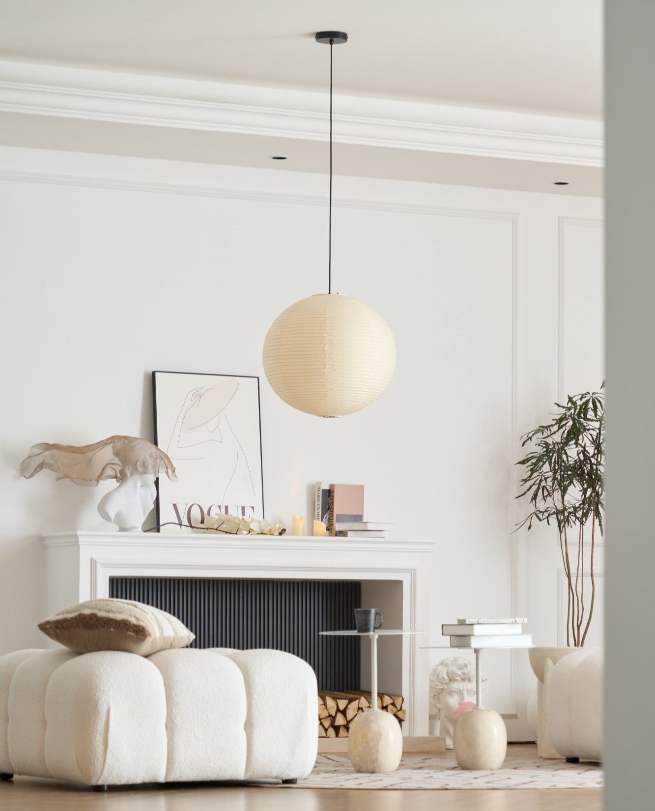 Japanese Washi Paper Globe Pendant Light 1-Light