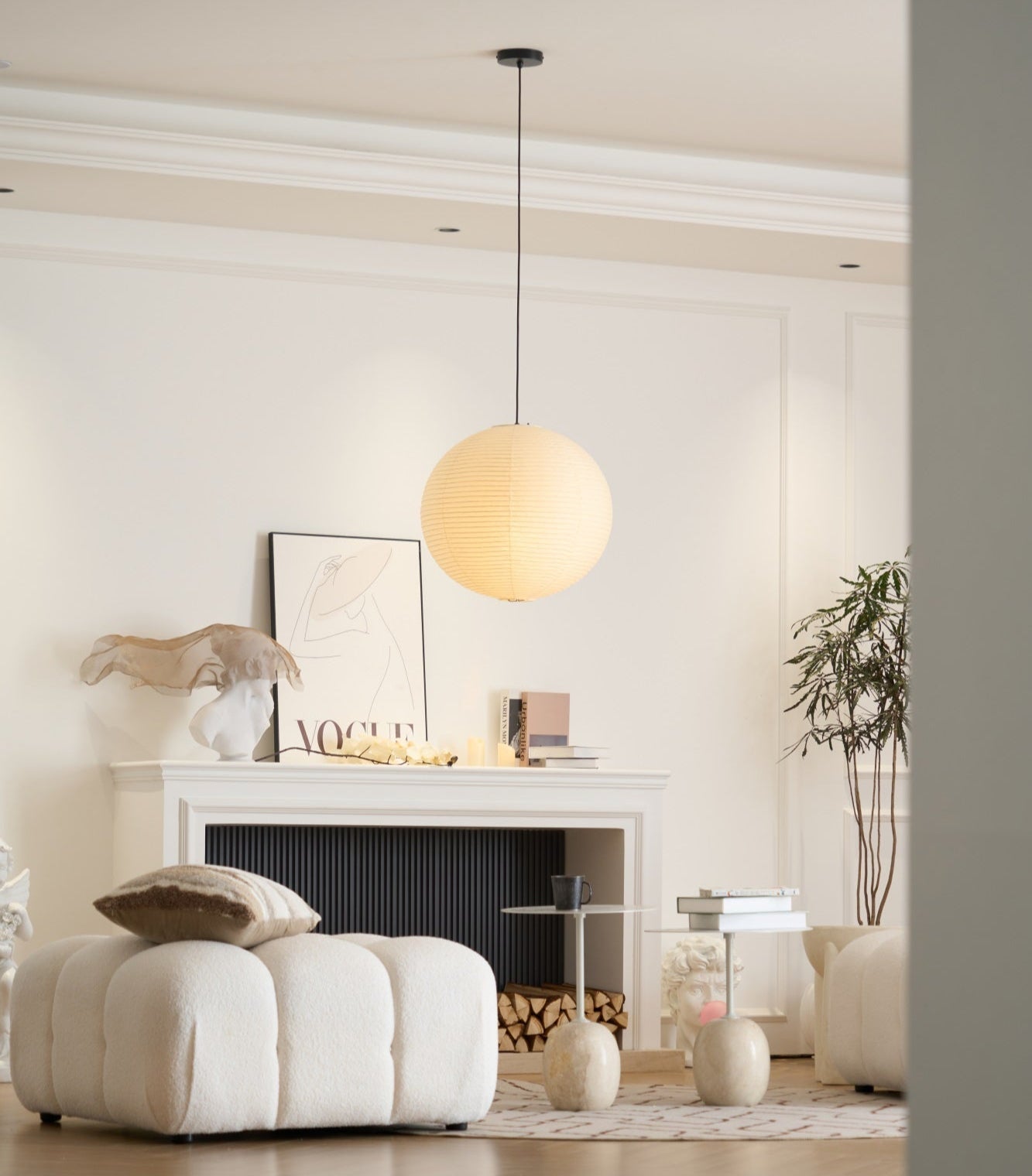 Japanese Washi Paper Globe Pendant Light 1-Light