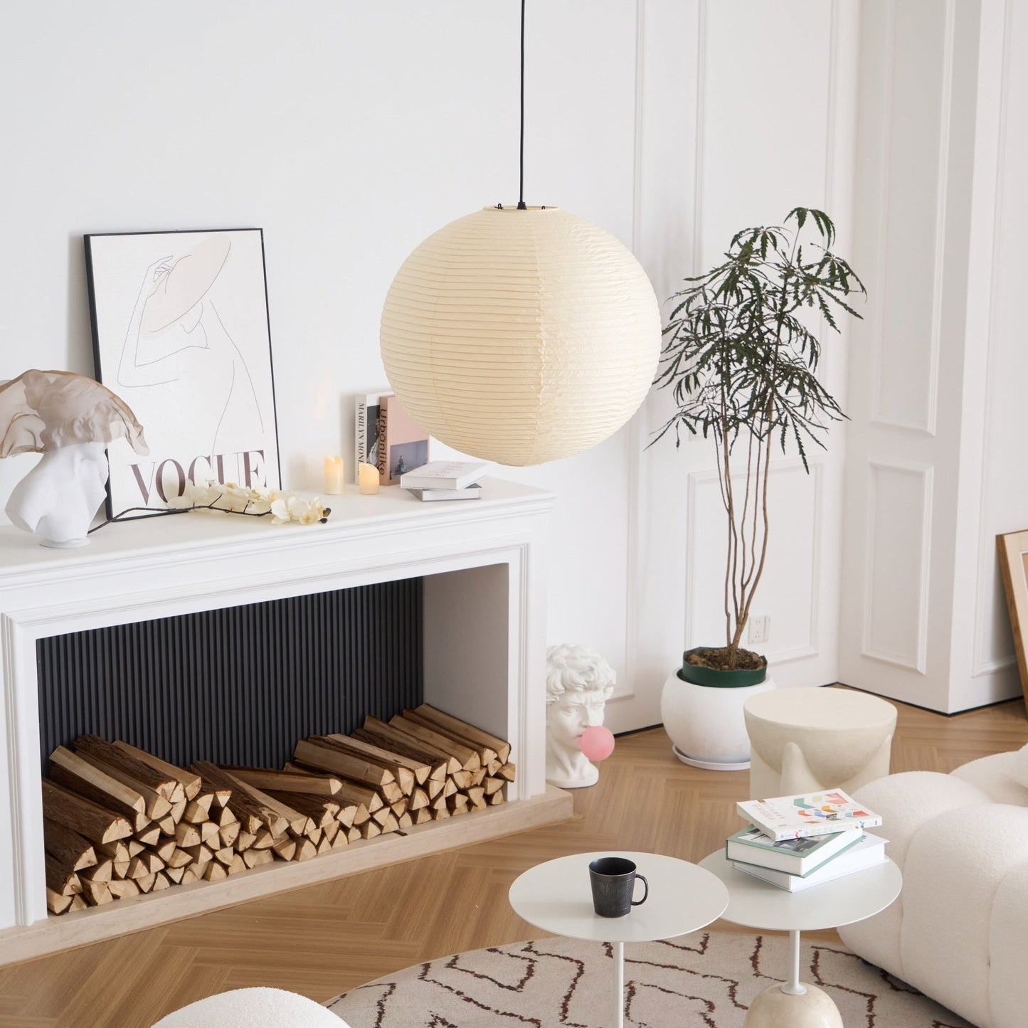 Japanese Washi Paper Globe Pendant Light 1-Light