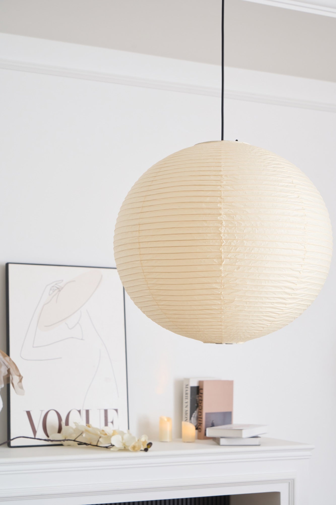 Japanese Washi Paper Globe Pendant Light 1-Light