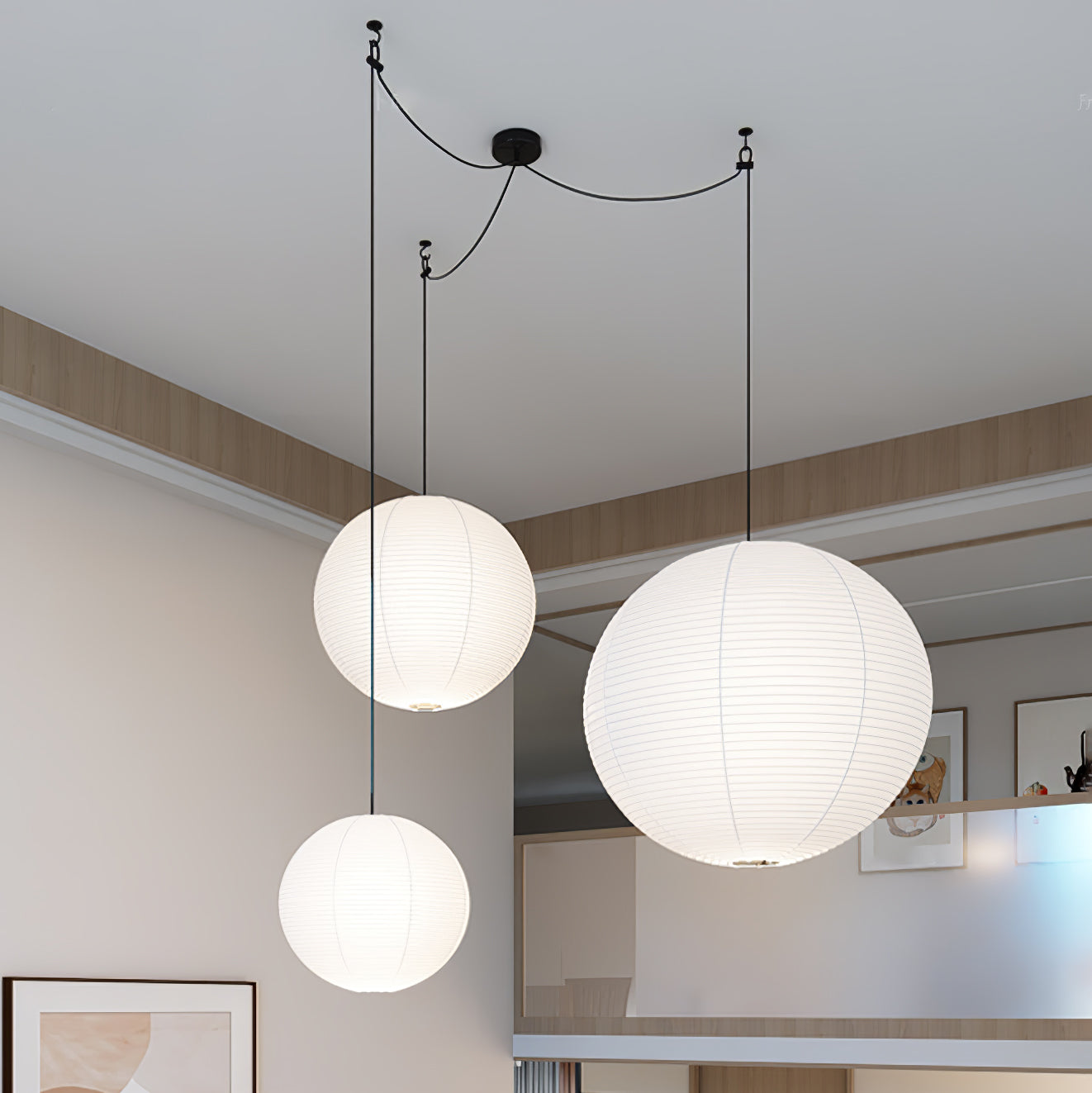 Japanese Washi Paper Globe Pendant Light 1-Light