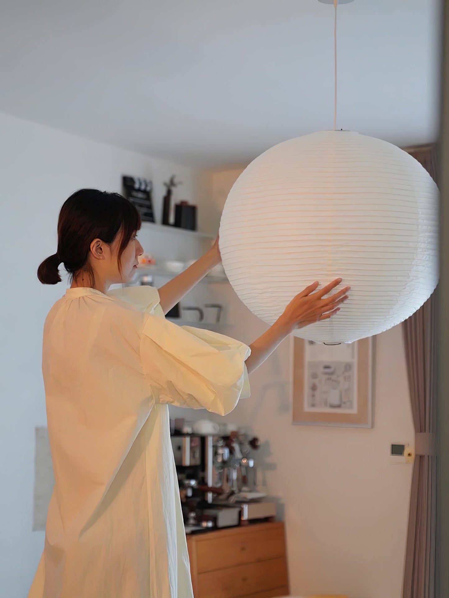 Japanese Washi Paper Globe Pendant Light 1-Light