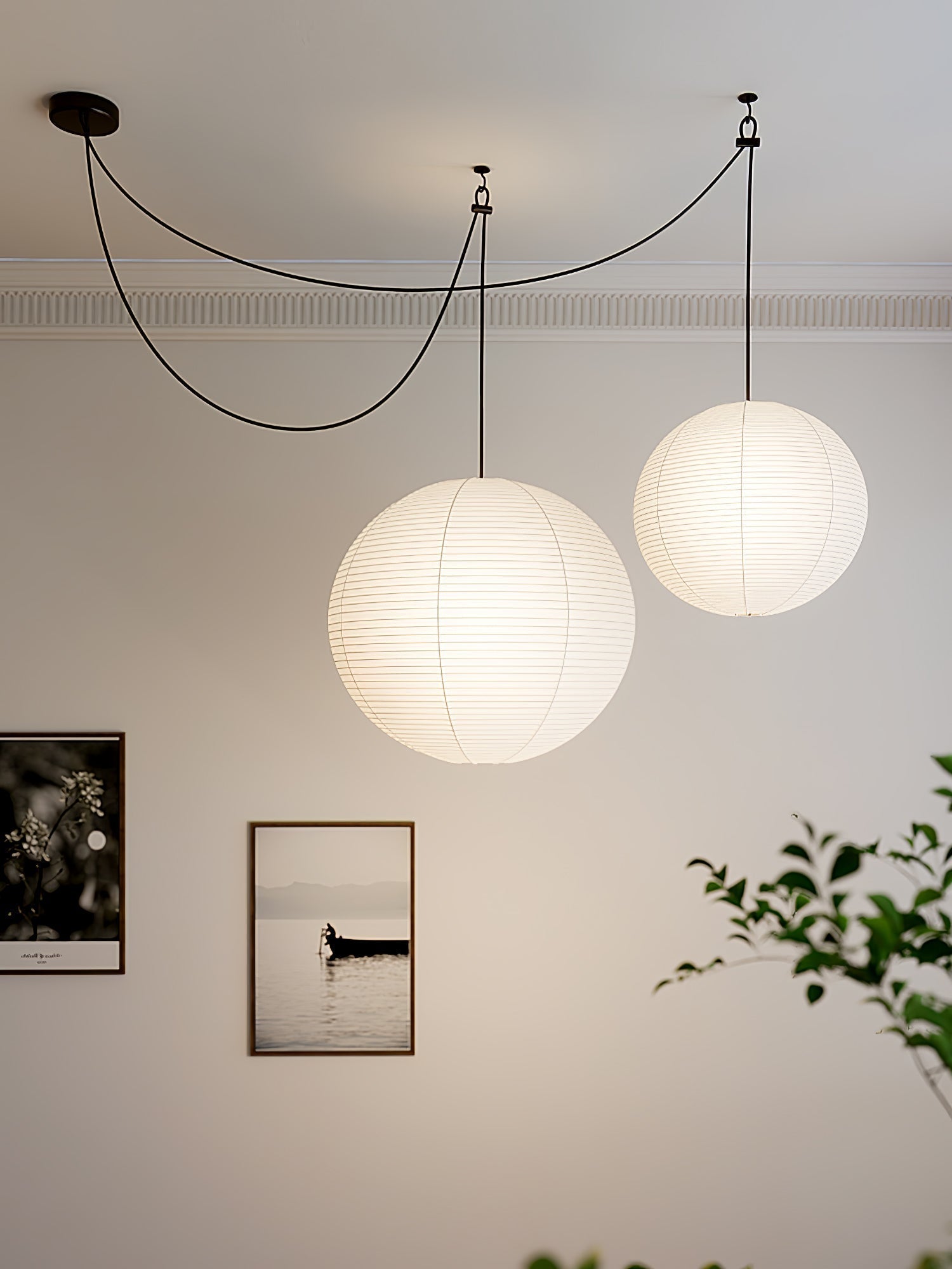 Japanese Washi Paper Globe Pendant Light 1-Light