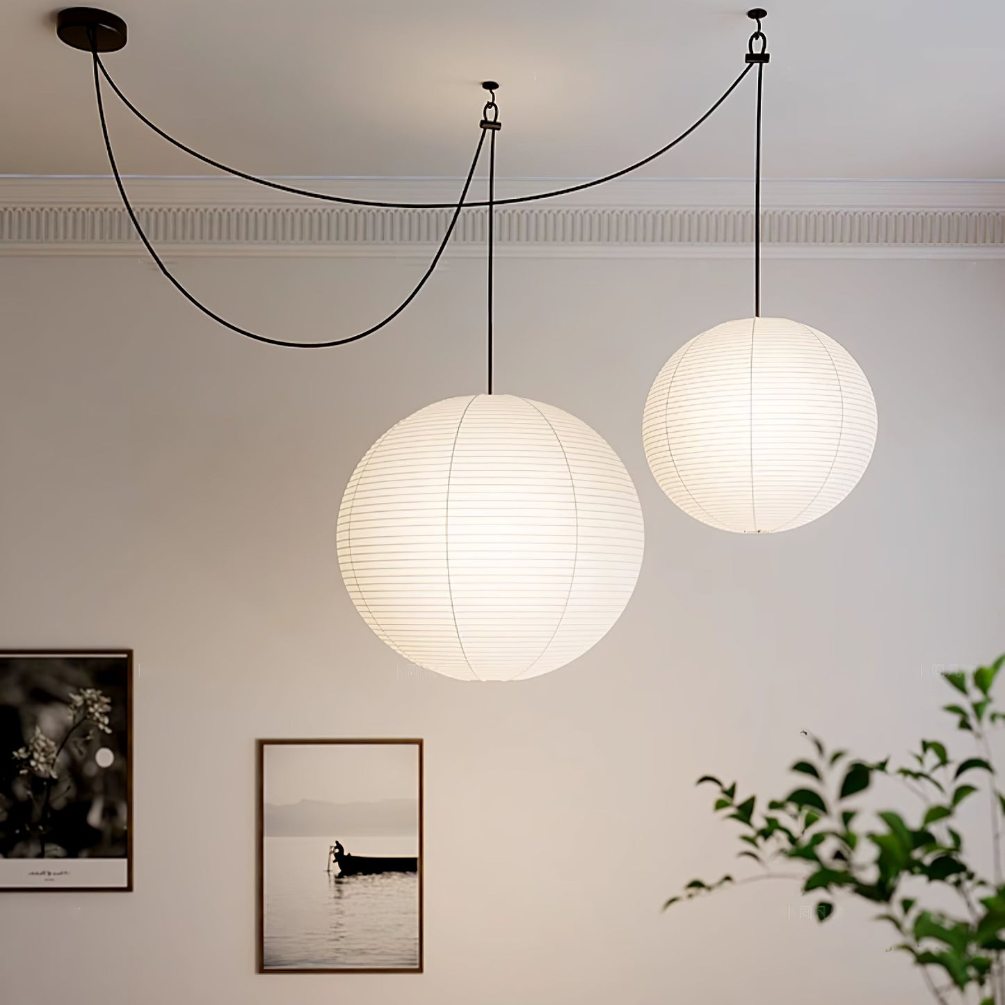 Japanese Washi Paper Globe Pendant Light 1-Light