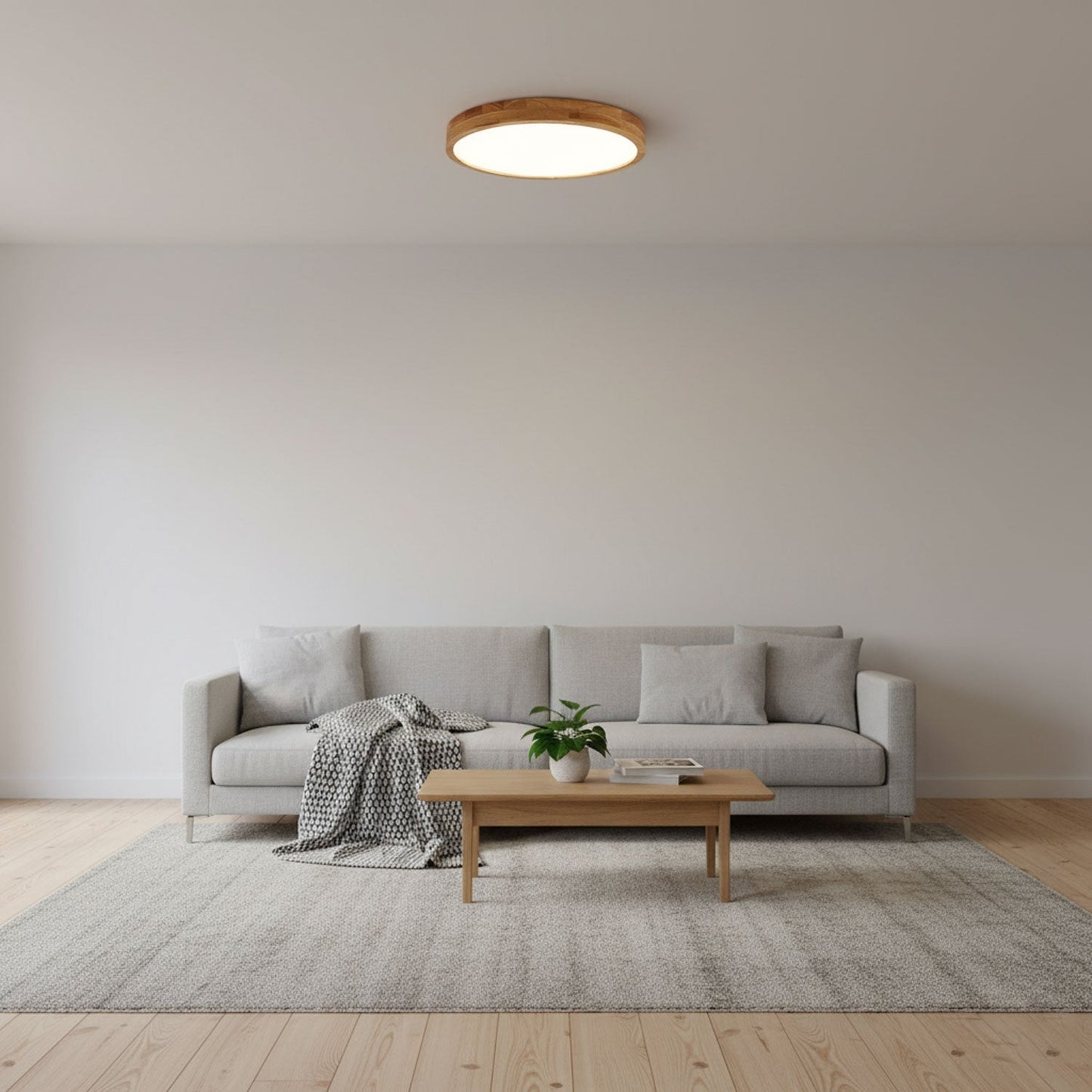 Modern Nordic Round Wooden LED Flush Mount Ceiling 1-Light