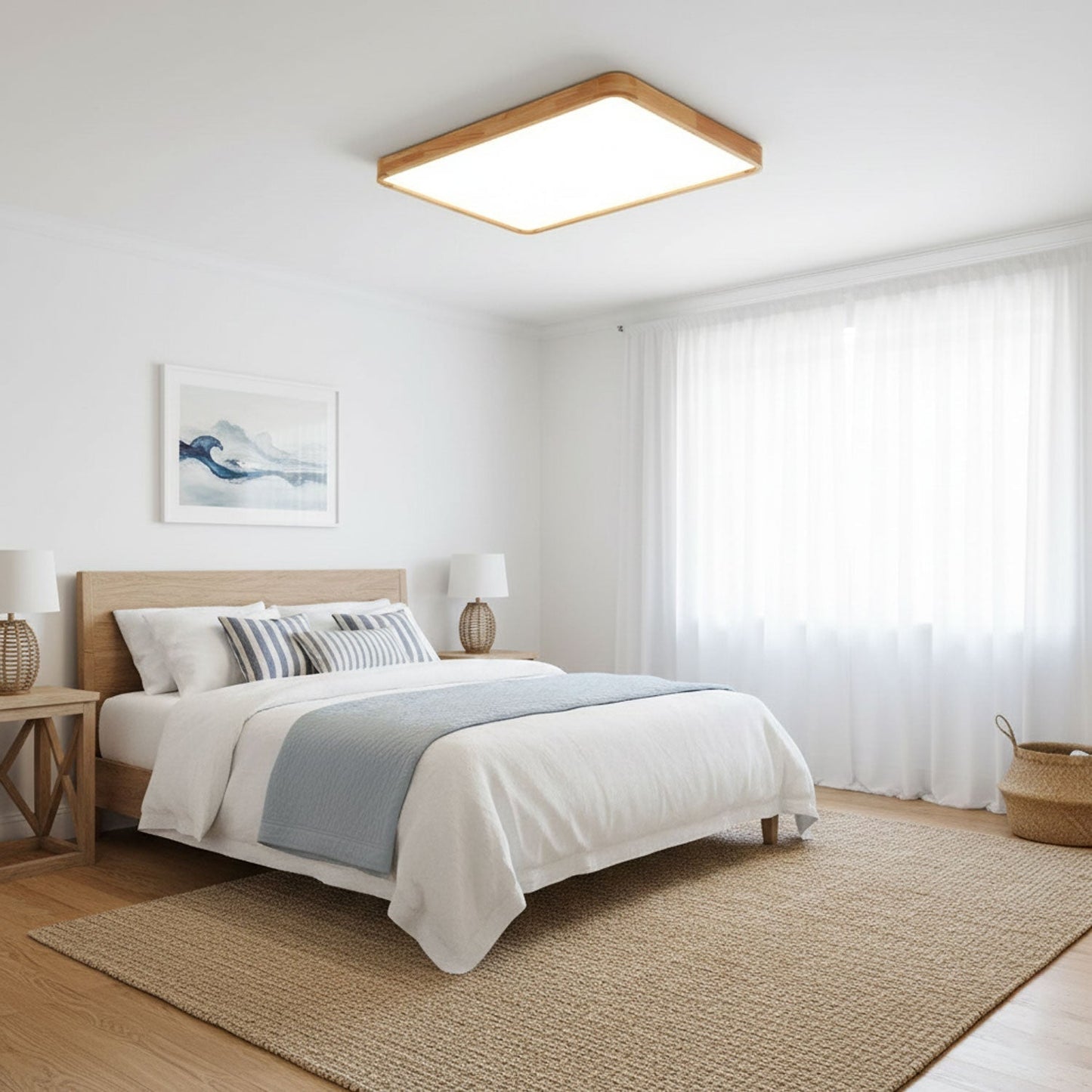 Modern Nordic Round Wooden LED Flush Mount Ceiling 1-Light