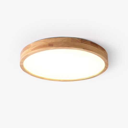 Modern Nordic Round Wooden LED Flush Mount Ceiling 1-Light