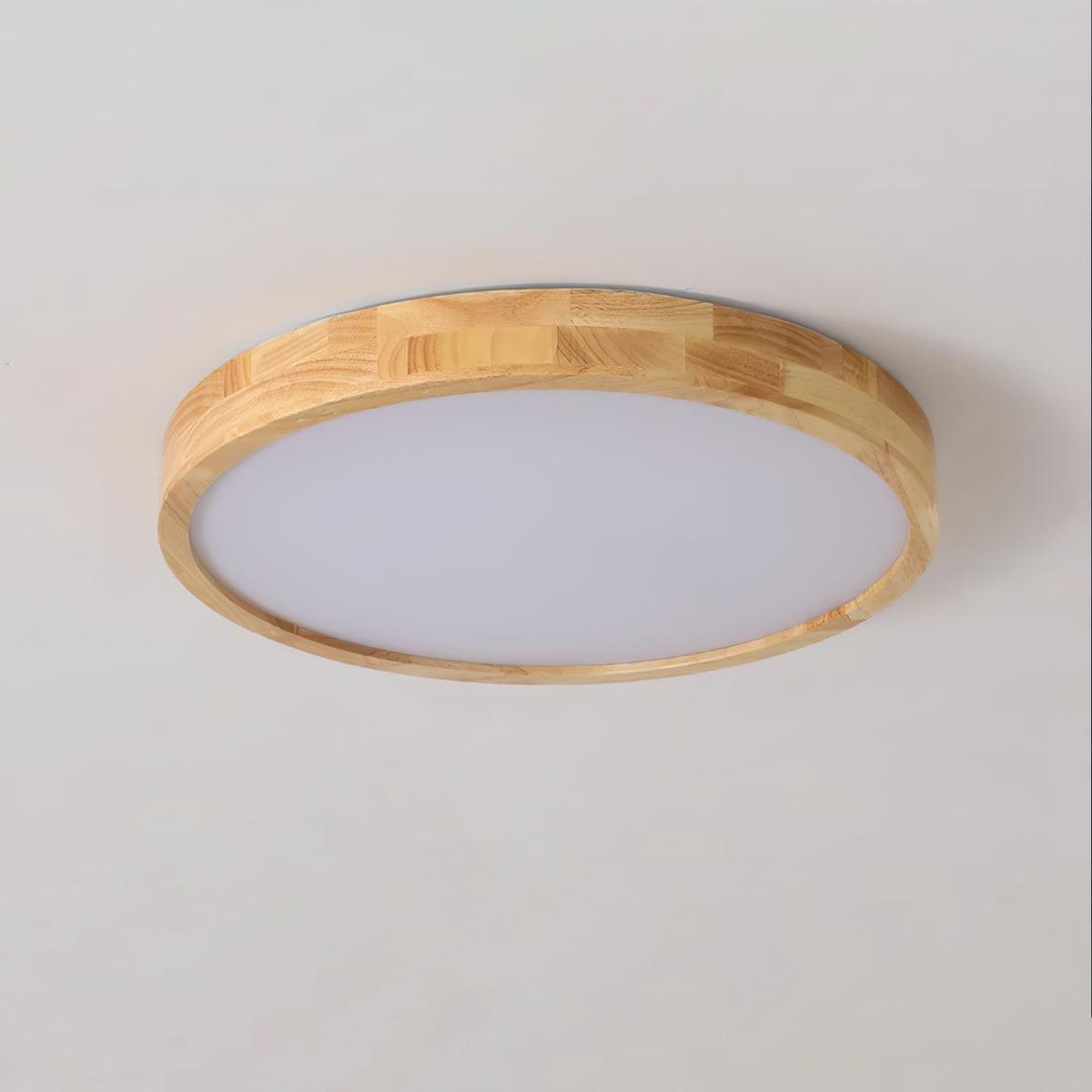 Modern Nordic Round Wooden LED Flush Mount Ceiling 1-Light