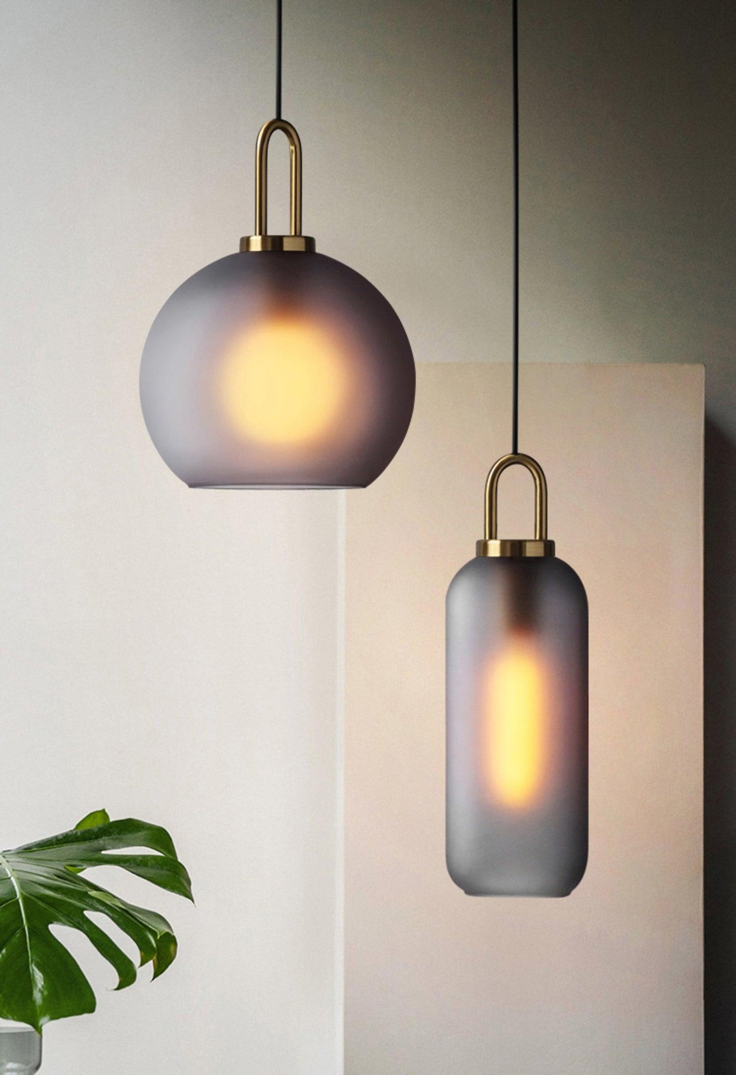 Modern Cylinder Glass Brass Pendant Light 1-Light