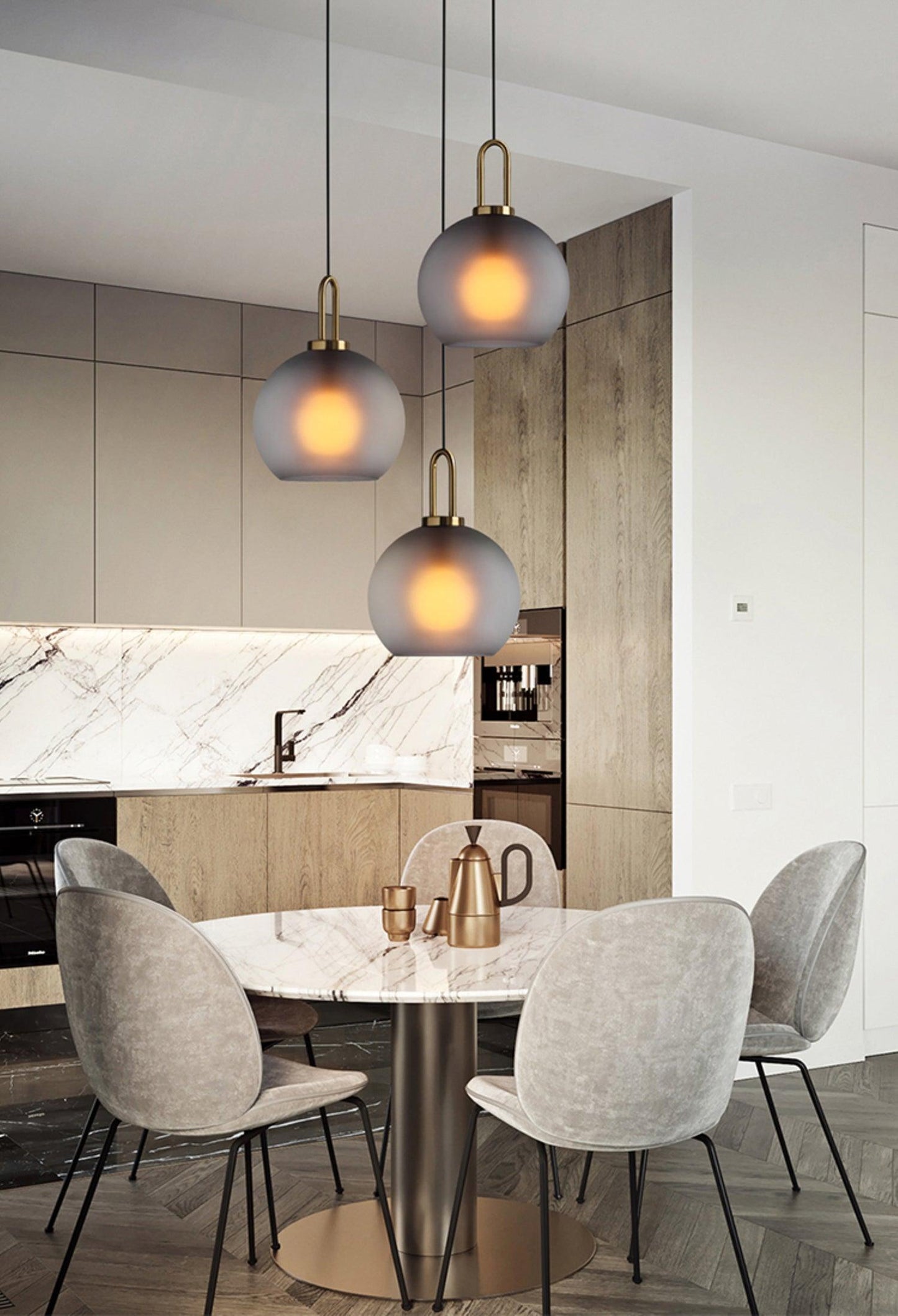 Modern Cylinder Glass Brass Pendant Light 1-Light