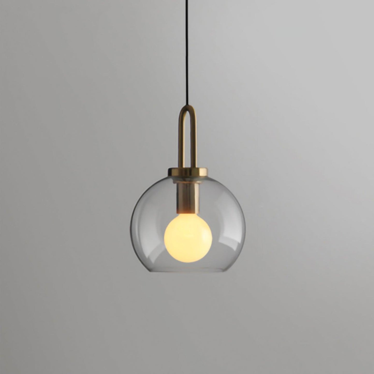Modern Cylinder Glass Brass Pendant Light 1-Light