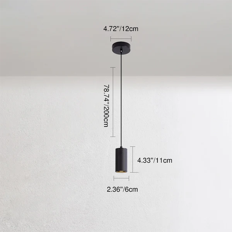 Lampada a sospensione colonna in ferro minimalista nordica 1 luce