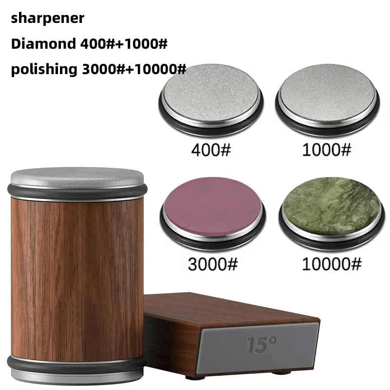 2-in-1 Rolling Knife Sharpener Dual-Angle Edge Tool with Magnetic Knife Holder