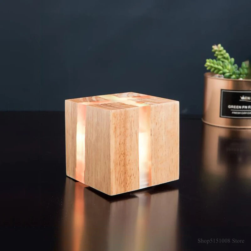 Warm Wood Cube Wall Light 1-Light
