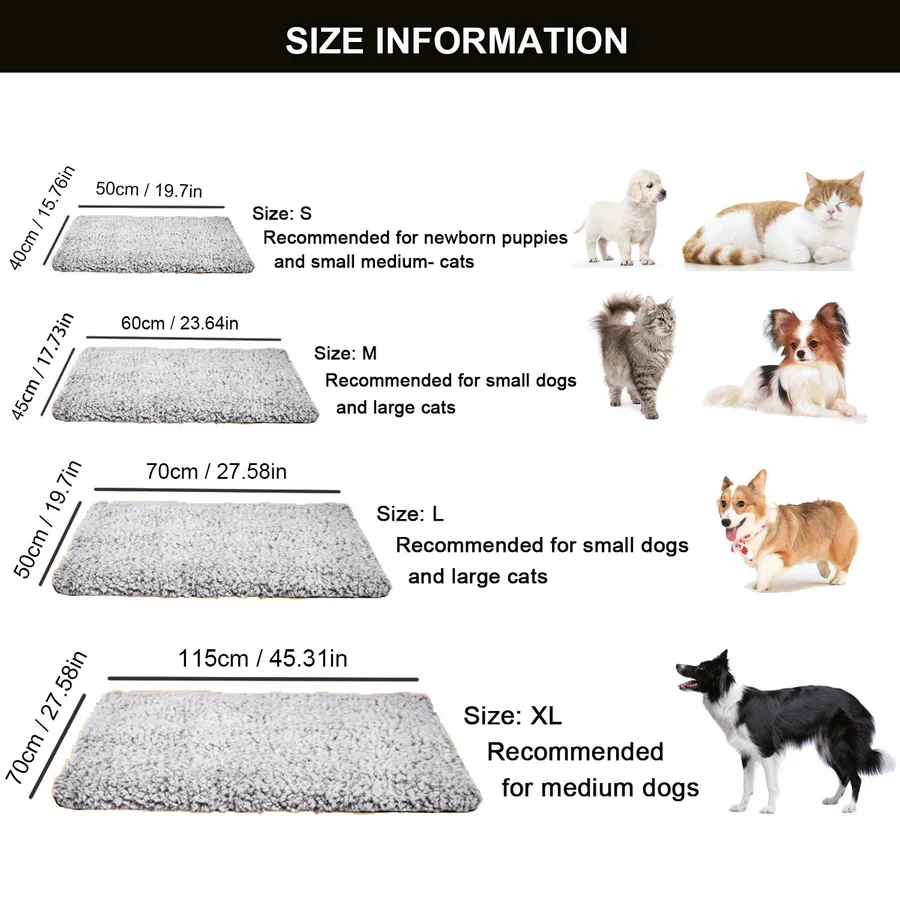 Non-Electric Heating Pad for Cats & Dogs – Washable Self-Warming Pet Mat