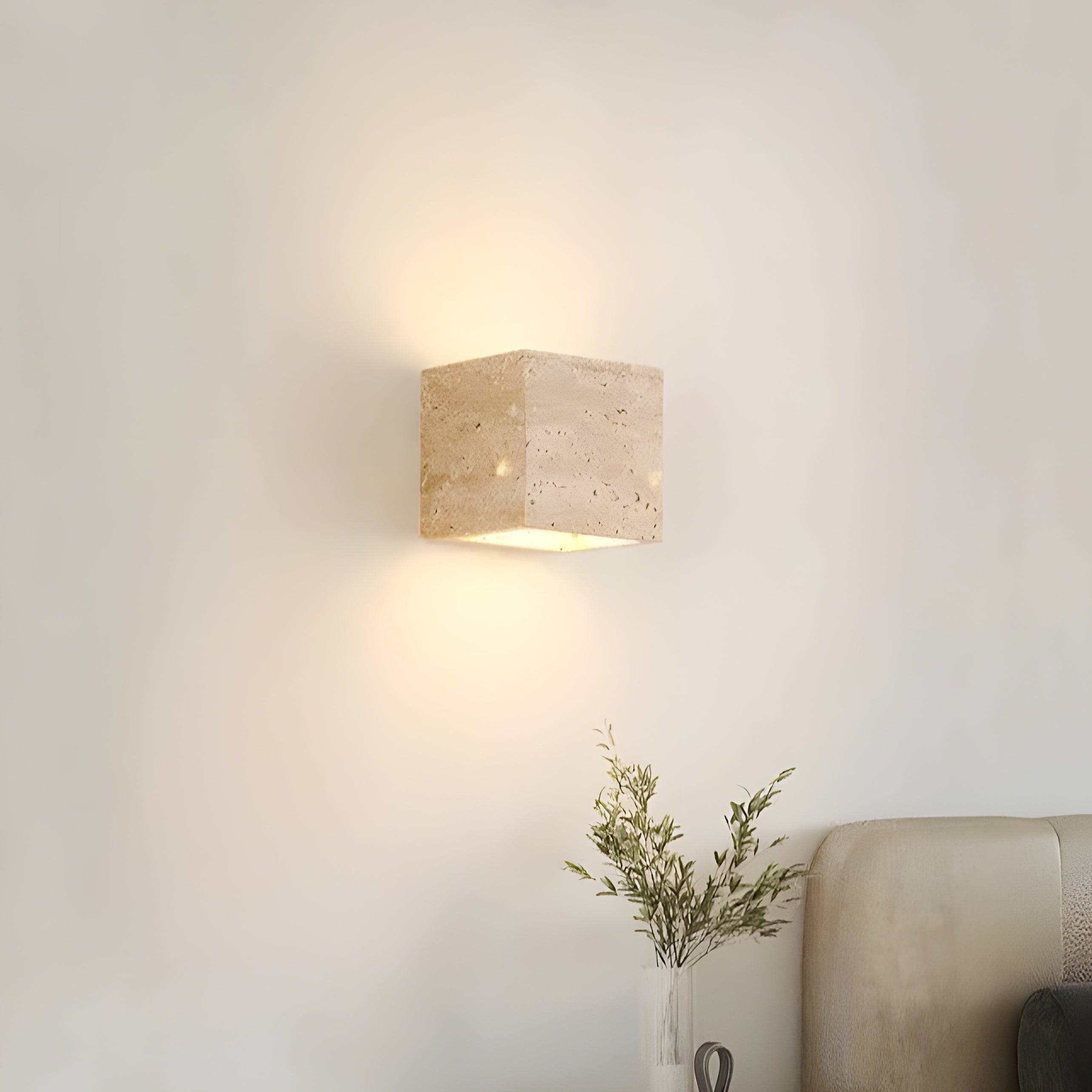 Lampada da parete minimalista quadrata in pietra di travertino LED 1 luce