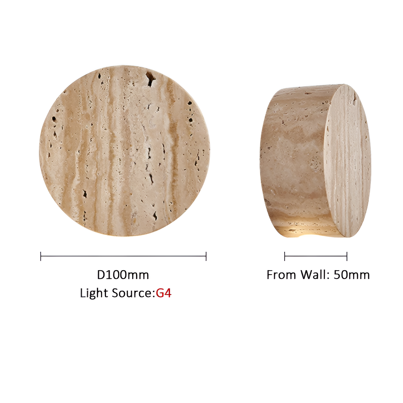 Japanese Wabi-Sabi Travertine Stone Wall Sconce LED 1-Light