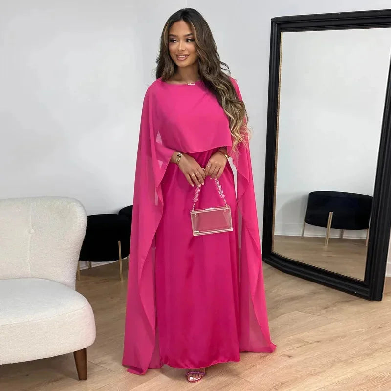 Puili| Abito maxi con mantella raffinato da donna per abiti da sera