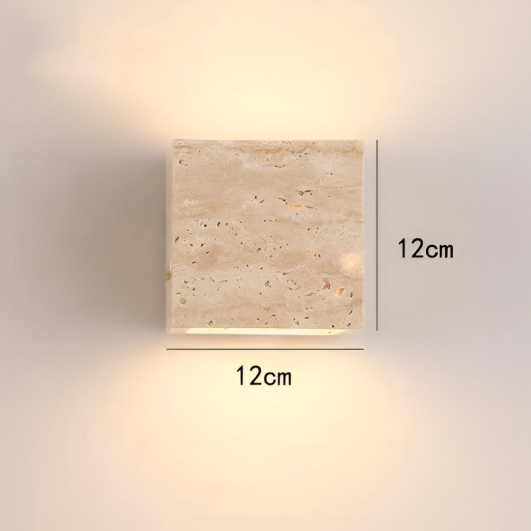 Lampada da parete minimalista quadrata in pietra di travertino LED 1 luce