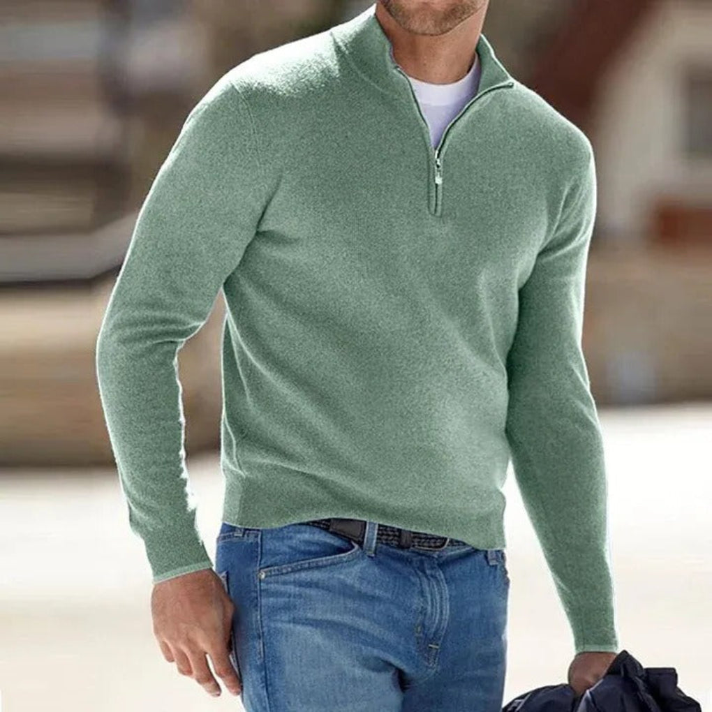 Maglione base da uomo in lana fine con zip