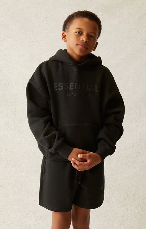 FEAR OF GOD ESSENTIALS HOODIE BLACK KIDS/JR SS21