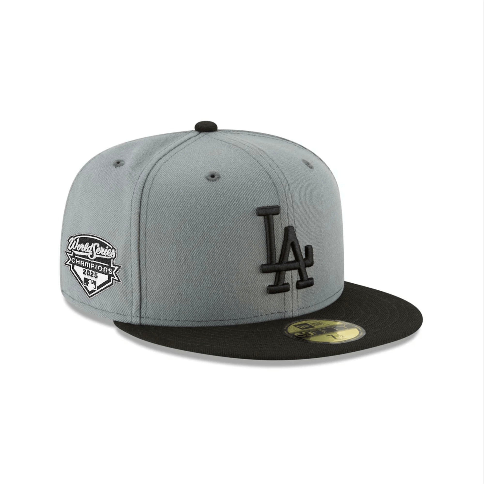 Los Angeles Dodgers 2025 World Series Champions Gray & Black 59FIFTY Fitted Hat