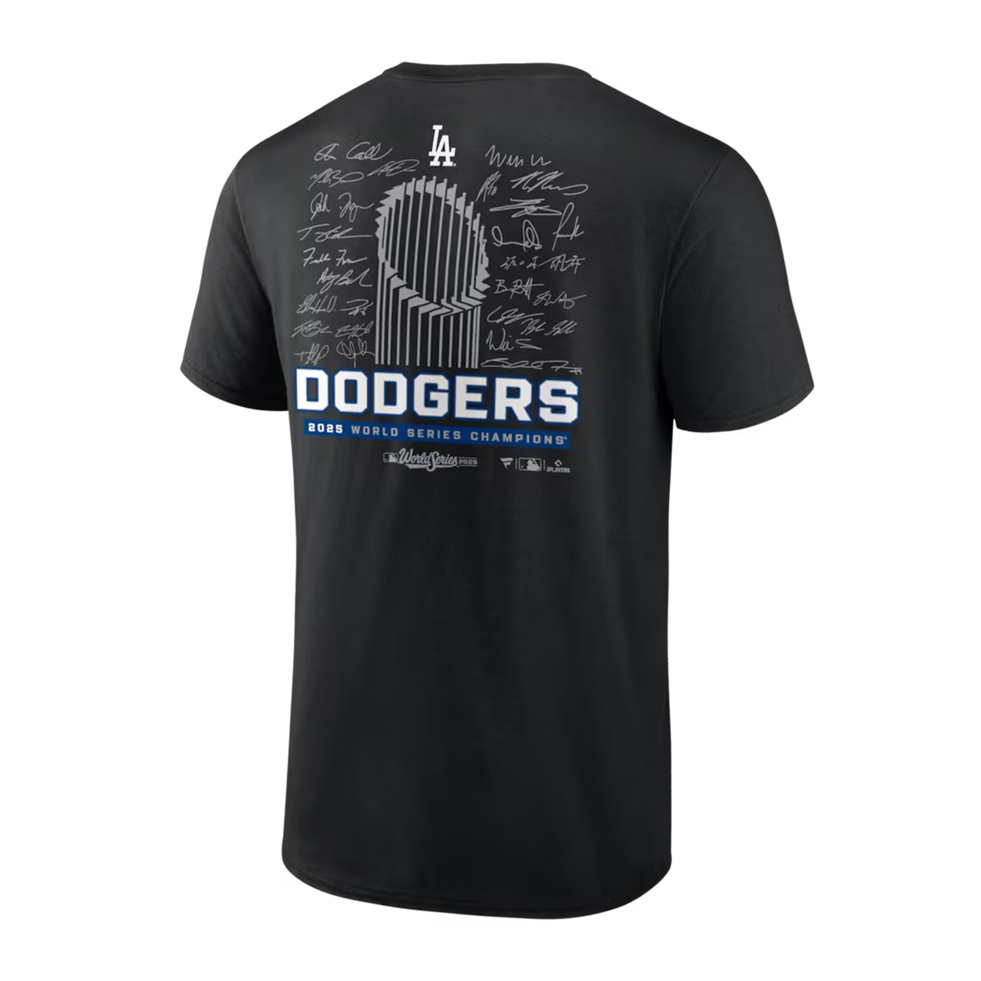 Los Angeles Dodgers 2025 World Series Champions Signature Roster Black T-Shirt