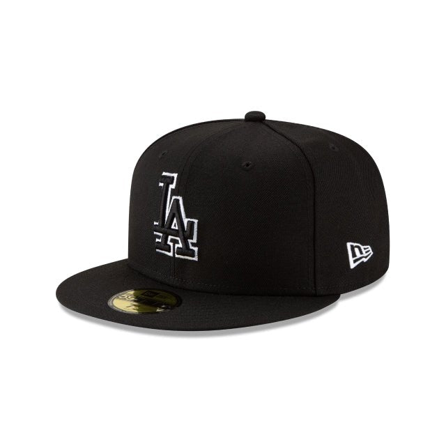 Los Angeles Dodgers Black & White Back-to-Back Champions Patch White Outline 59FIFTY
