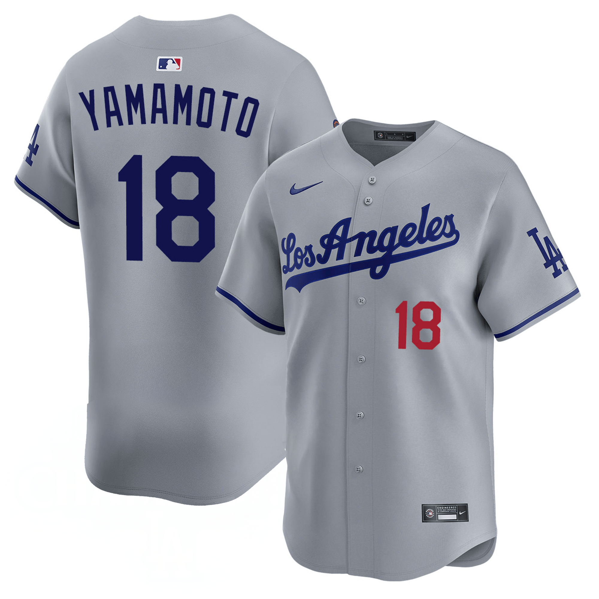 Los Angeles Dodgers Yoshinobu Yamamoto #18 Gray Road Limited Jersey