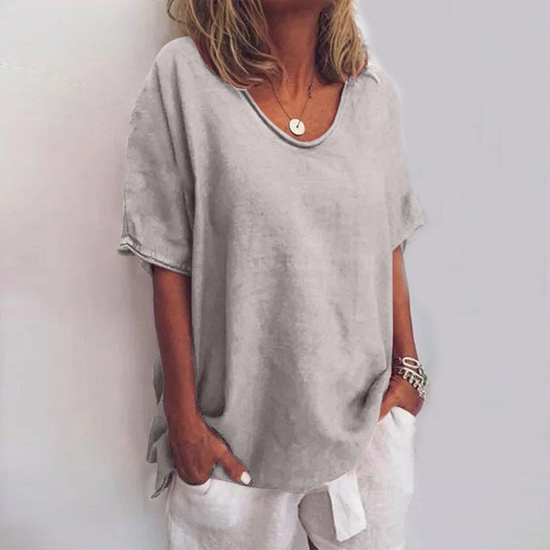 Puili| Blusa classica a maniche corte e vestibilità ampia da donna