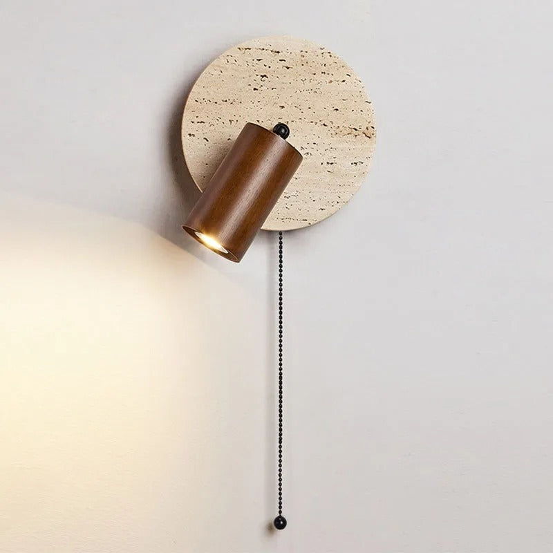Modern Travertine Wood Rotatable Wall Sconce LED 1-Light