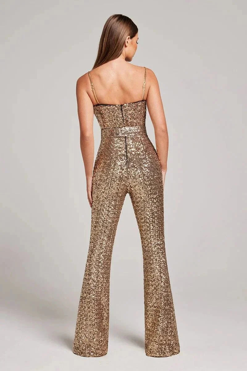 Puili | Glitter Jumpsuit with Waist Belt Set