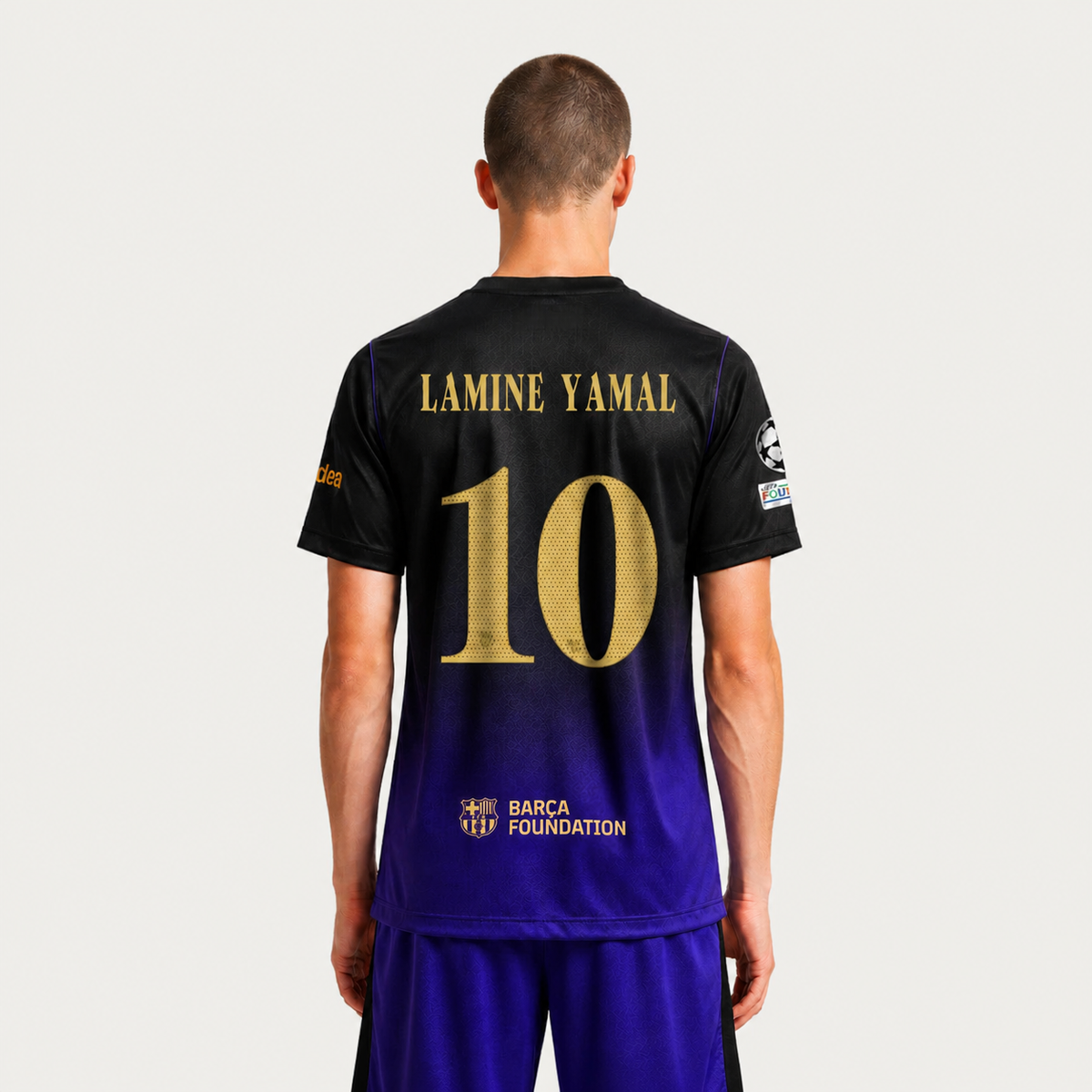 Camiseta de visitante del Barcelona 26/27 — Lamine Yamal 10 — Parche de campeón