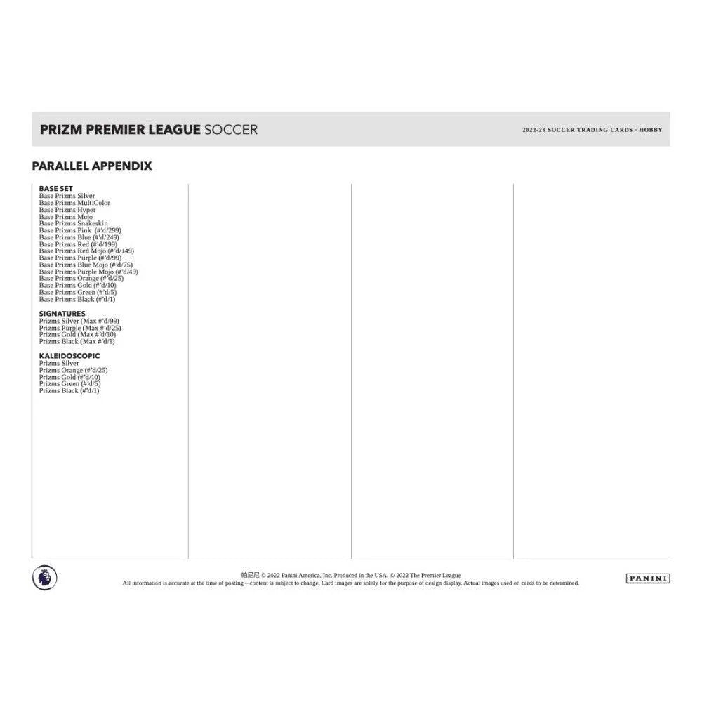 Panini - 2022/23 Prizm Premier League Football (Soccer) - Hobby Box (12 Packs)