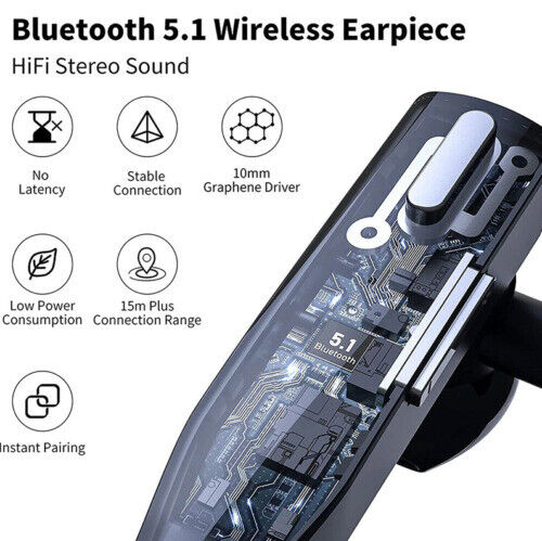 Trucker Dual Mic Cordless Bluetooth 5.1 Noise Cancelling Headset/Earpiece