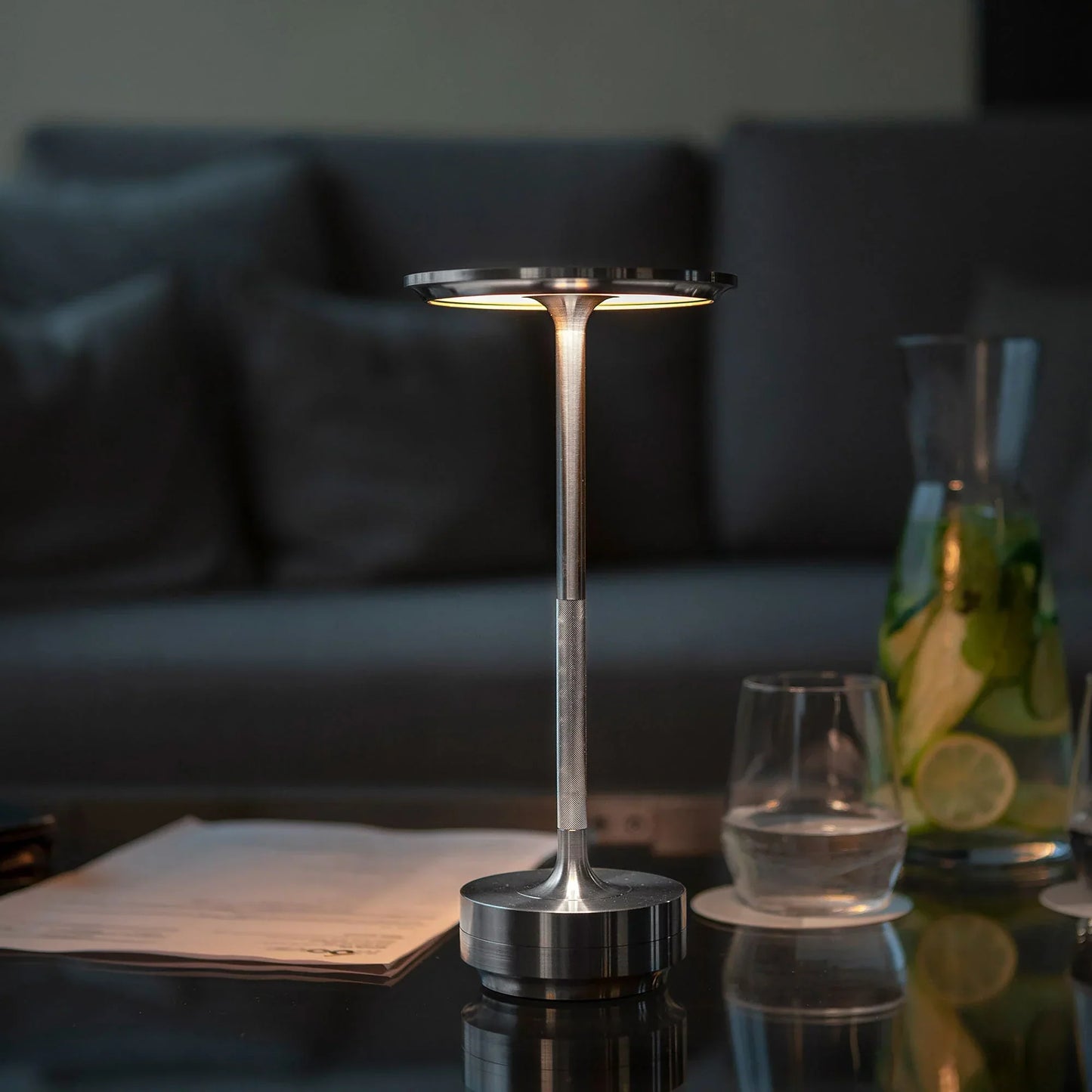 Modern Brass Cone LED Rechargeable Table Lamp 1-Light