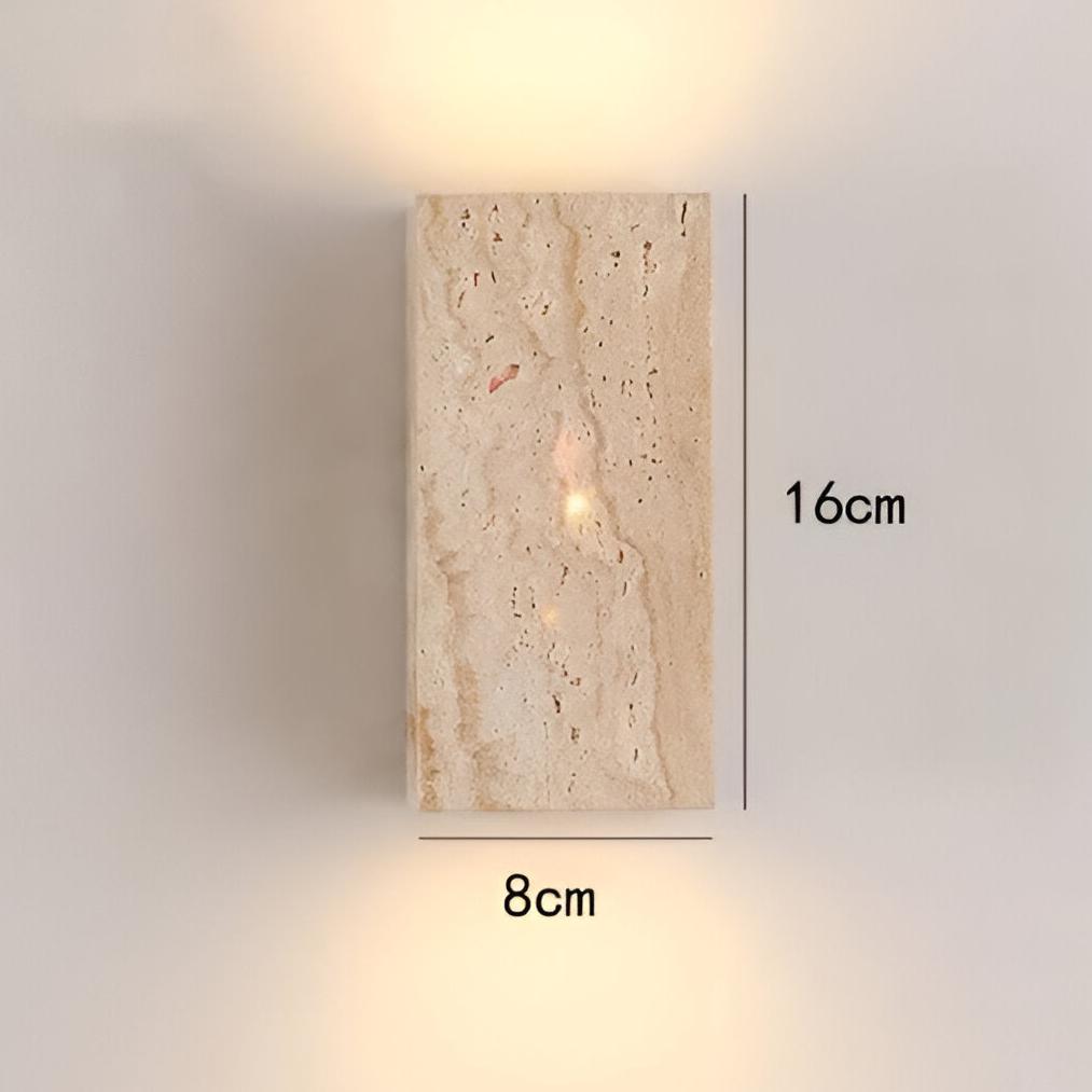 Lampada da parete minimalista quadrata in pietra di travertino LED 1 luce